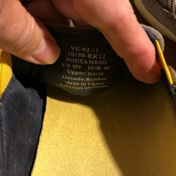 OLUKAI slip on shoes. Mens 9 UK 42. Mocha gray with yellow tabs. - Picture 6 of 8